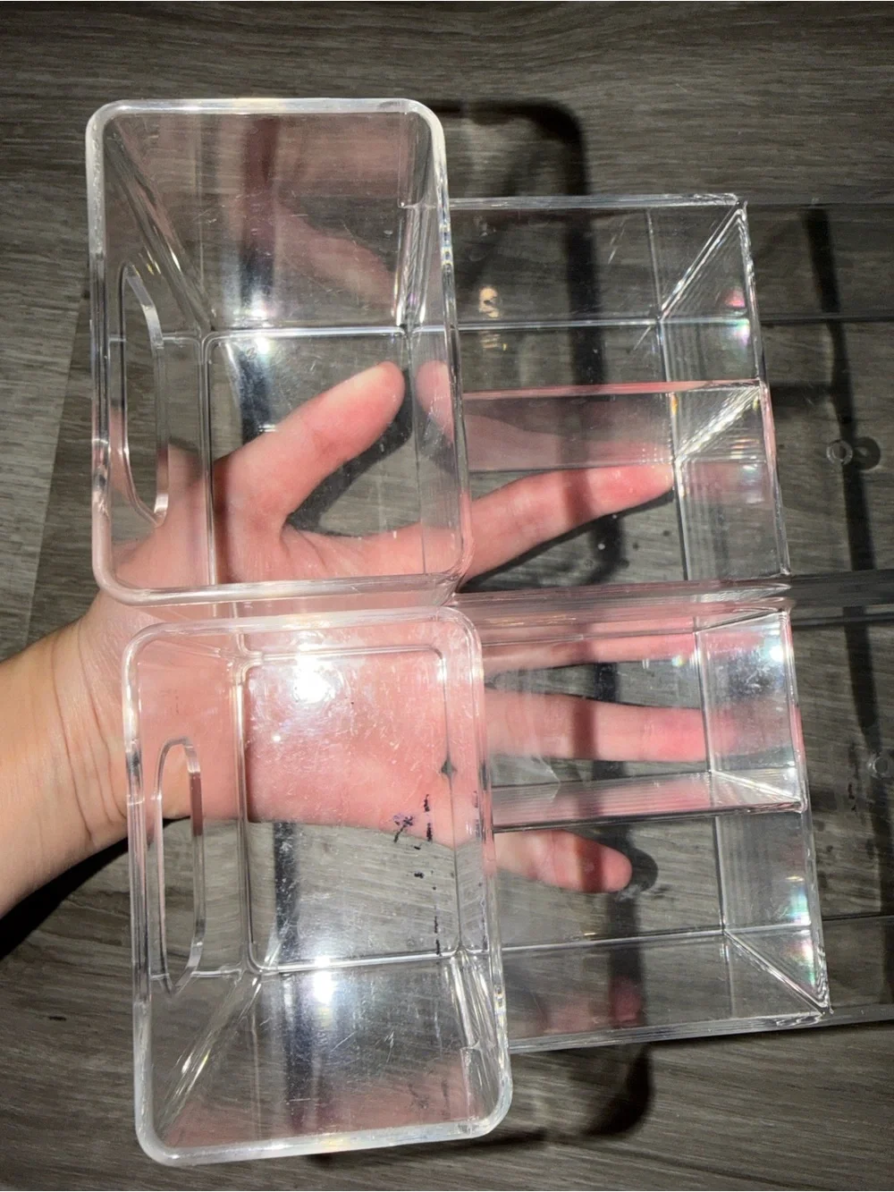 2 used clear acrylic organizer